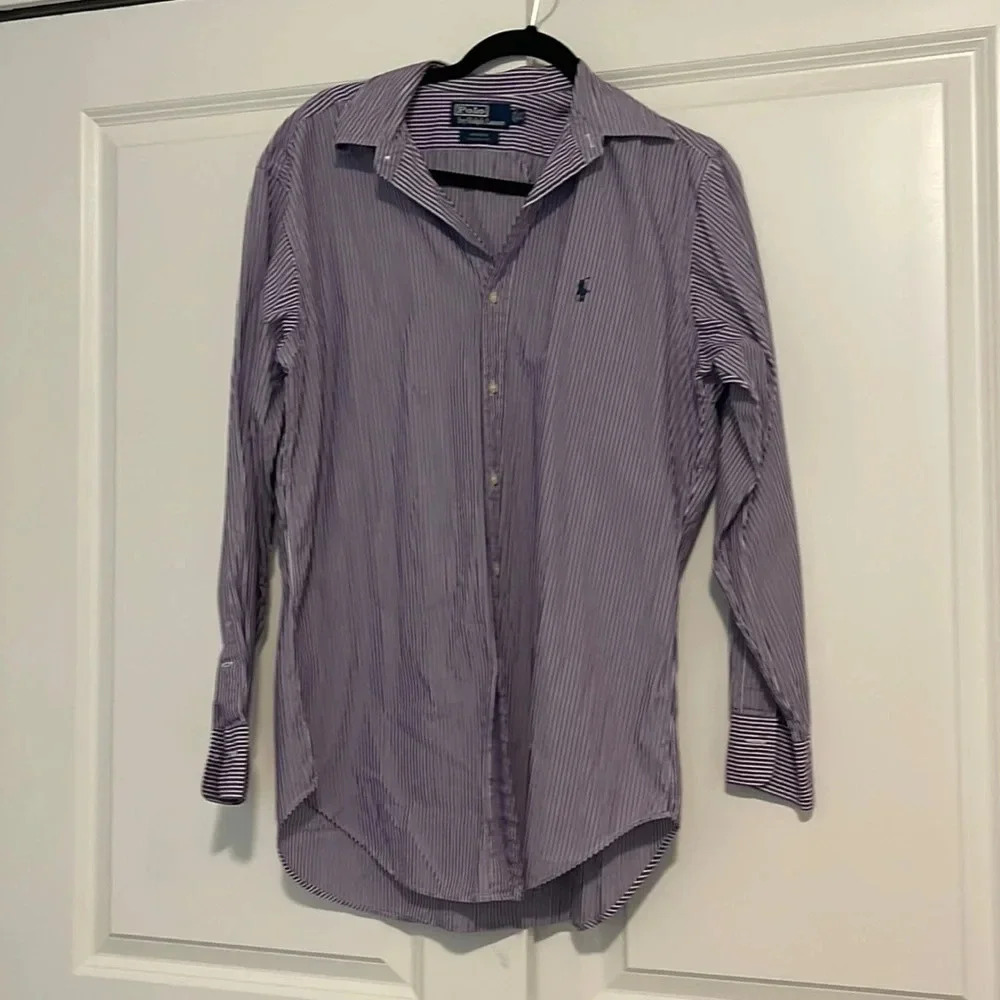 Polo by Ralph Lauren Andrew Classic Fit 15-1/2 and‎ 32/33 Purple and White
